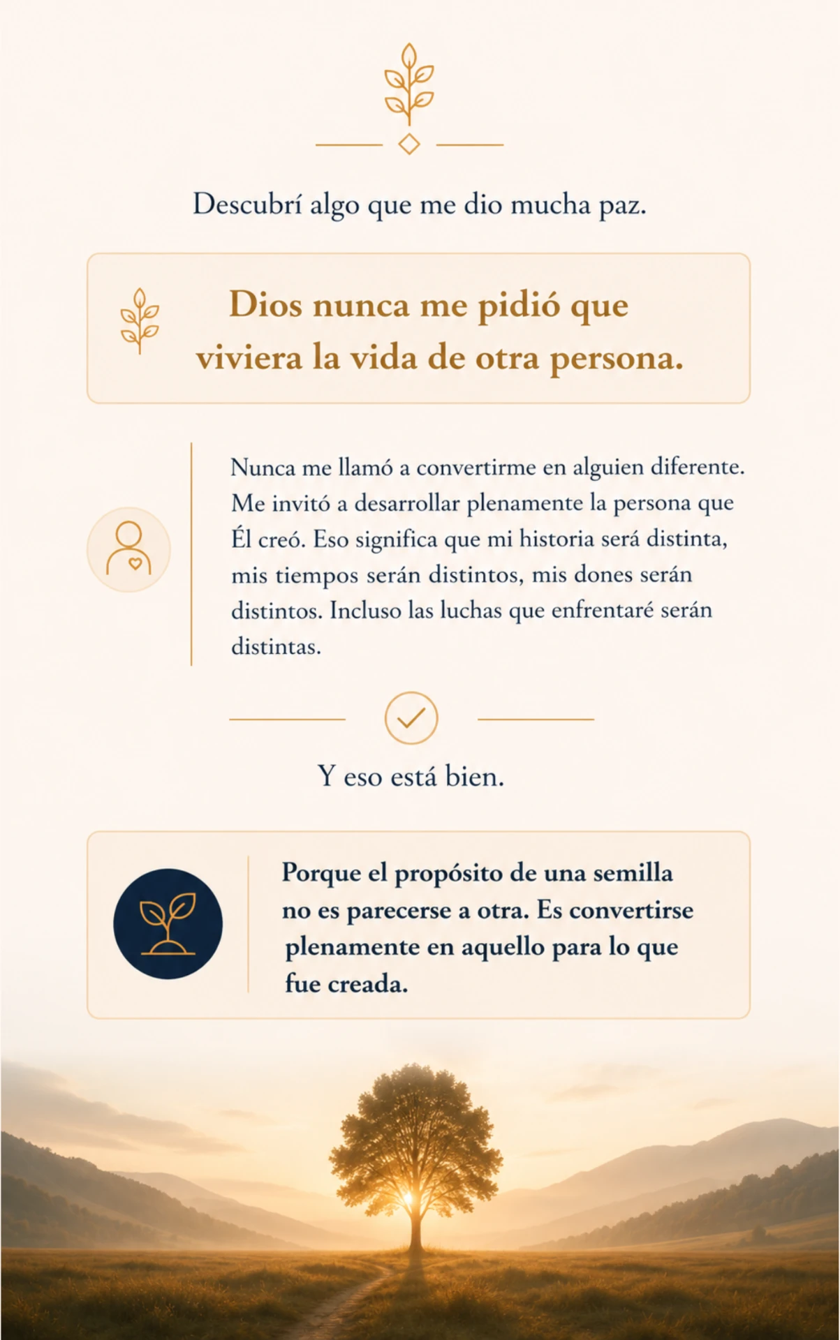 Página del libro: Dios nunca me pidió que viviera la vida de otra persona